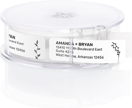 Botanical Flowers Rolled Address Labels/Roll of 250 Alternating Floral Illustrations Personalized Address Labels/Designer Return Address Stickers in Elegant Plastic Dispenser