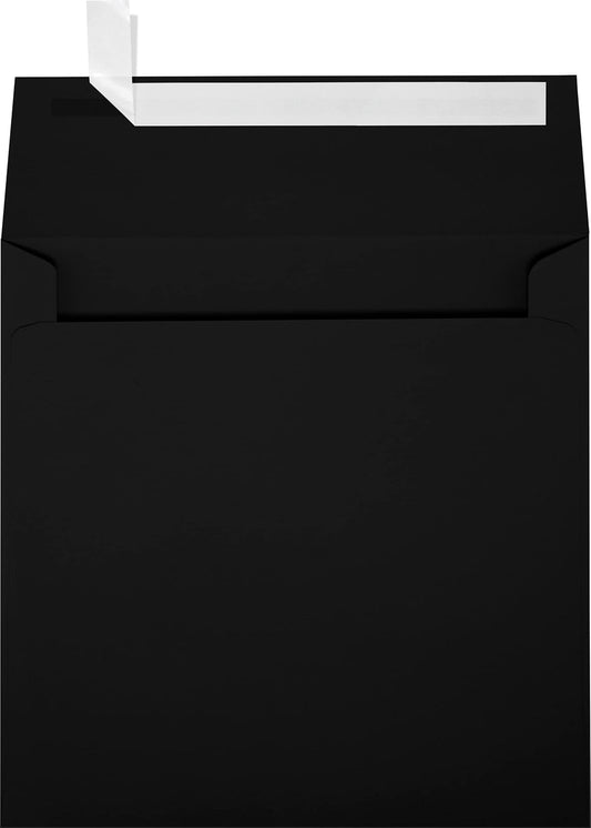 LUXPaper Square Invitation Envelopes | Peel & Press | 6" x 6" | Midnight Black | 80lb. Text | 250 Qty