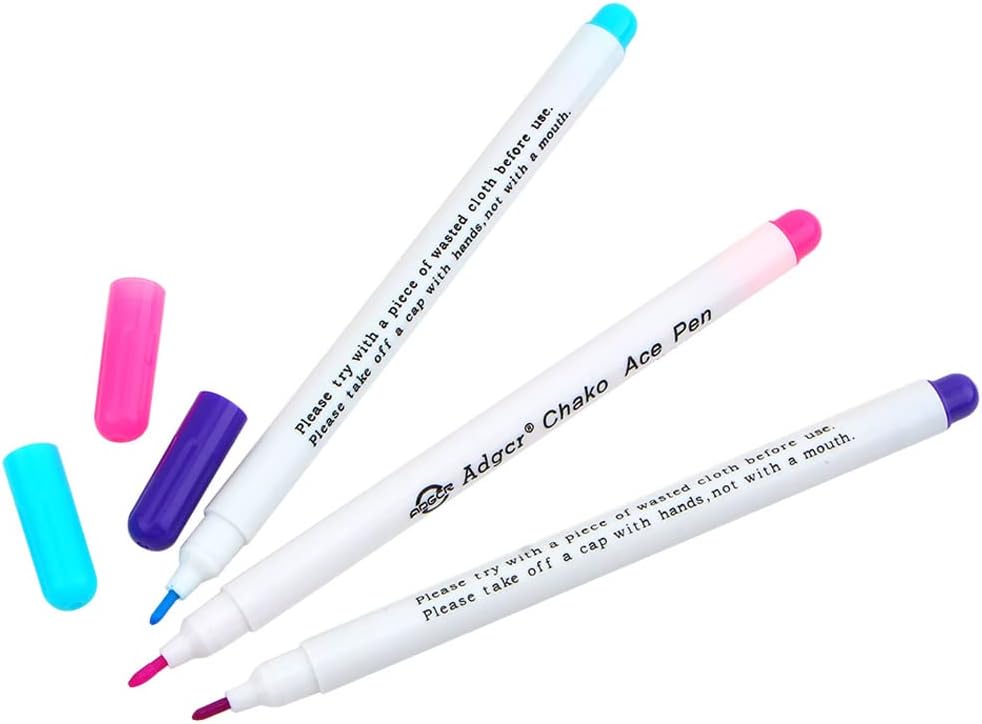 TopHomer Water Erasable Fabric Marking Pen Temporary Marking Auto-Vanishing Pen Fabric Markers Pen Colorful Water Soluble Ink for Dressmaking, Handicraft, Embroidery, Artificial Flowers(Rink)