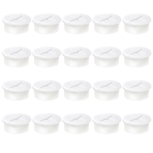 1" White Desk Grommet, JTemgle Flexible Cable Grommet Cross Rubber Cable Hole Cover Wire Organizer Caps Desktop Cord Management for Home Office TV Stands Tabletops, 20 Pieces