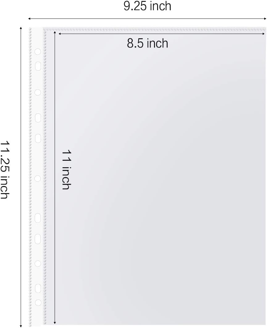Sheet Protectors, HERKKA 400Pack Heavy Duty Page Protectors Holds 8.5 x 11 inch Sheets, 9.25 x 11.25 inch Top Loading, Clear, Reinforced 11-Hole Fit for 3 Ring Binder