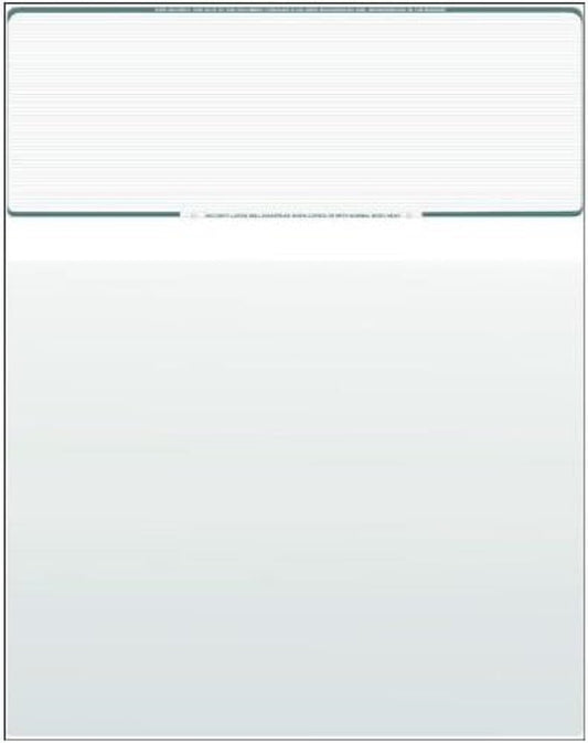 Compuchecks Top Blank Check Paper - 100 Pack, Quick-Books & Laser Printer Compatible - Security Business Checks with Voucher - 8.5" x 11" Green Pinstripe