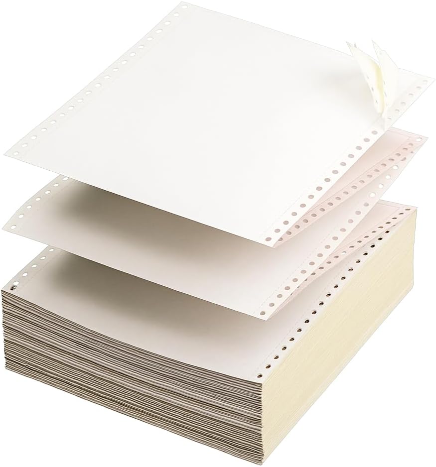 KDM 884800, 4 Part Color Carbonless Dot Matrix Computer Paper 9-1/2'' X 11'' Wht/Can/Pnk/Gld, 800/Carton