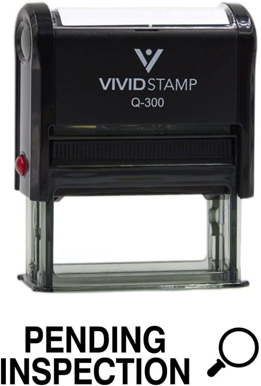 Vivid Stamp Pending Inspection Business Self-Inking Rubber Stamps (Black Ink) - Q-200