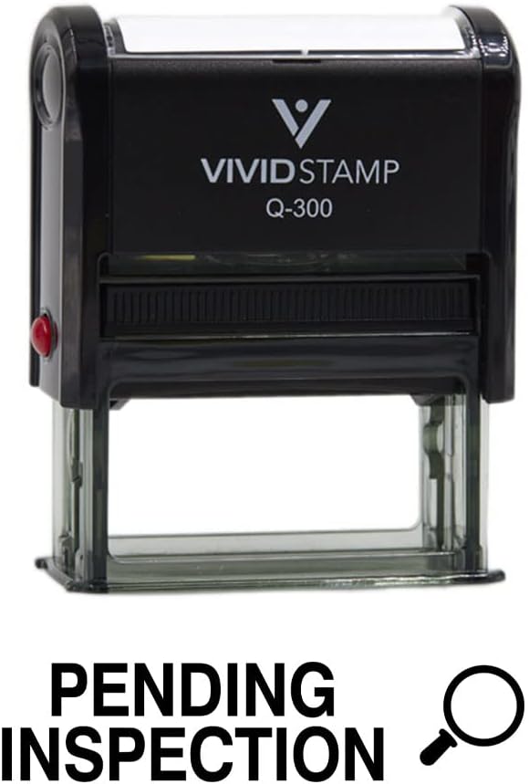 Vivid Stamp Pending Inspection Business Self-Inking Rubber Stamps (Black Ink) - Q-300