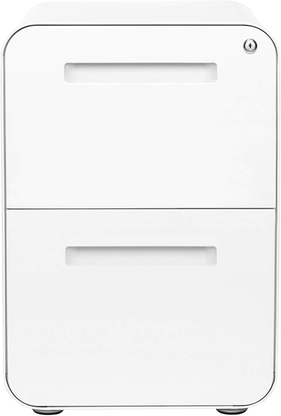 Laura Davidson Furniture Stockpile 2 Drawer Mobile File Cabinet with Lock - Under Desk Metal Filing Cabinet, Legal/Letter File Folders, Wheels and Stationary Feet, Pre-Assembled, White
