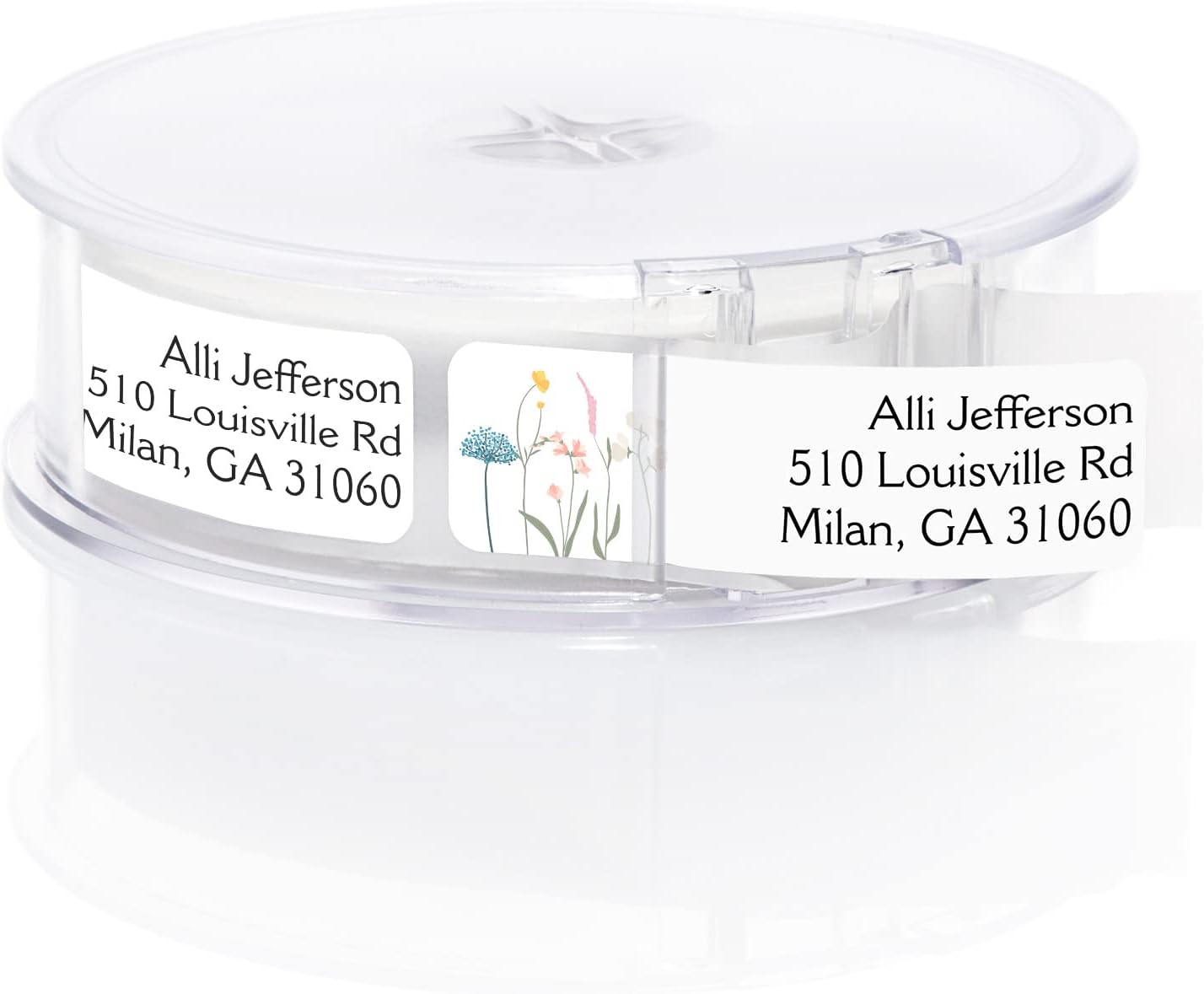 Wildflower Rolled Address Labels / 250 Personalized Return Address Labels/Designer Address Stickers in Elegant Plastic Dispenser