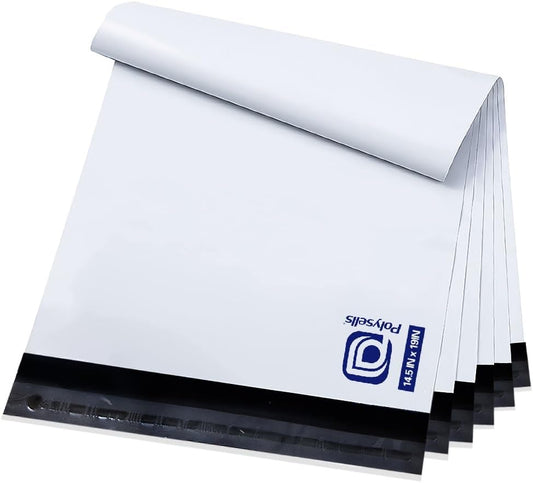 POLYSELLS 100 Pcs 14.5x19 Inch Poly Mailers Shipping Envelopes, Strong Adhesive Sealing, Waterproof, and Tear-resistant Postal Mailing Bags for Clothing, Books, and Accessories