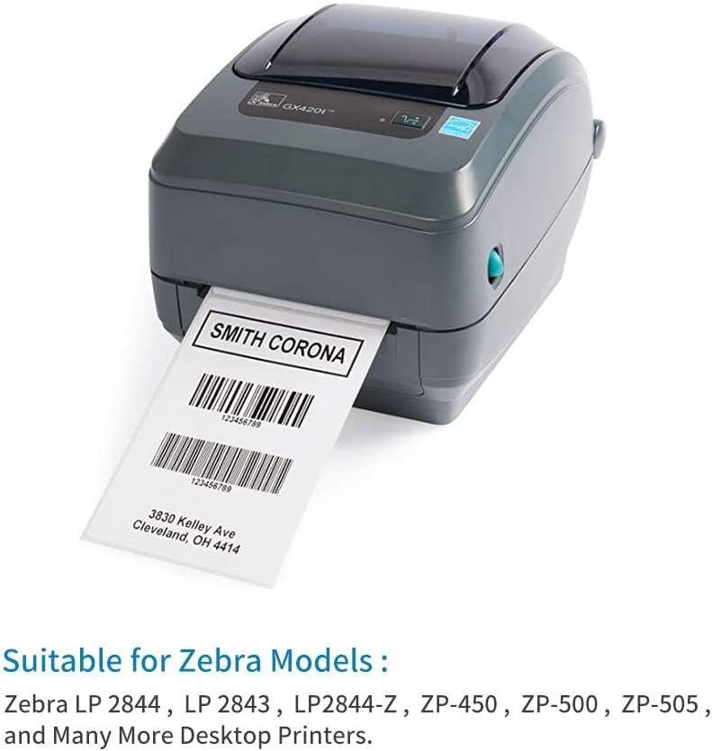 L LIKED 4 Rolls 4" x 6" Direct Blank Thermal Shipping Labels with 450 per Roll - Compatible with Zebra 2844 ZP-450 ZP-500 ZP-505 (4 Rolls - 1800 Labels)