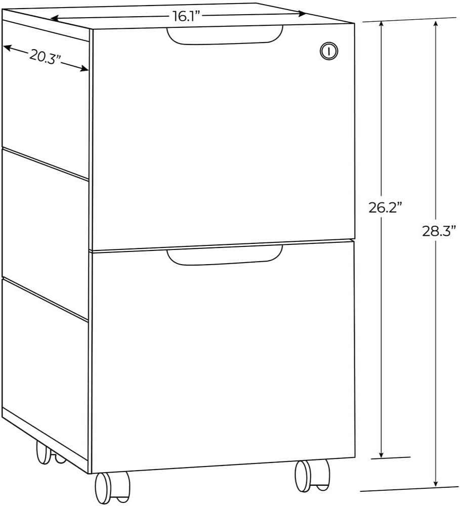 ZURI Hayes Modern 2 Drawer Mobile Legal and Letter Filling Pedestal - Light