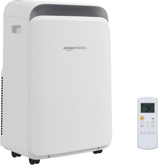 Amazon Basics 3-In-1 Portable Air Conditioner, 12000 BTU (ASHRAE), Cools Up to 550 Sqf, Portable AC with Cool/Dry (Dehumidifier)/Fan-Only Functions, Auto Mode, Sleep Mode, Timer, White