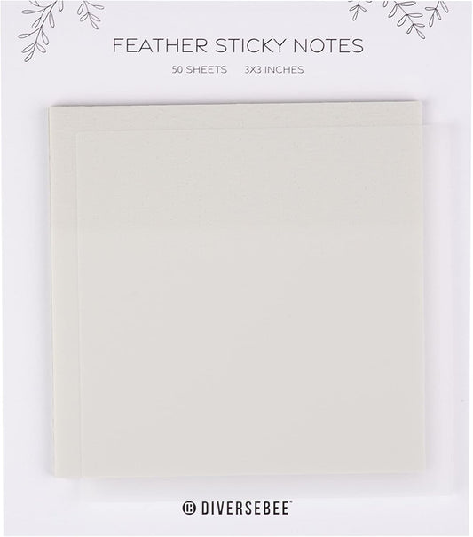 DiverseBee 50 Sheets Pastel Transparent Sticky Notes, 3x3” Clear Sticky Tabs, Translucent Page Flags Book Markers Stickers, Planner Accessories, Bible Journaling Study Office School Supplies (Feather)