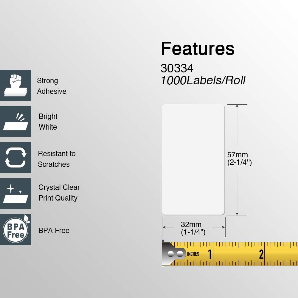 BETCKEY - Compatible DYMO 30334 (2-1/4" x 1-1/4") Medium Multipurpose Barcode/FNSKU Labels - Compatible with Rollo, DYMO Labelwriter 450, 4XL & Zebra Desktop Printers[6 Rolls, 6000 Labels, Yellow]