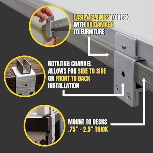 OBEX Polycarbonate Office Desk Mounted Privacy Screen Adjustable Table Top Panel Divider, Universal Aluminum Bracket-USA Made, 24" x 30", White