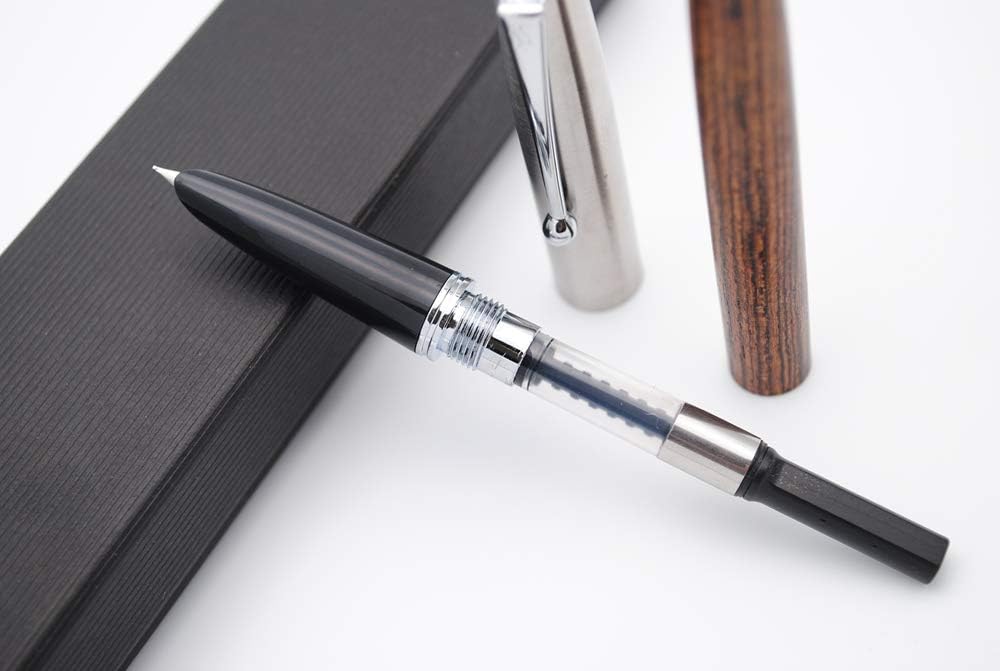JINHAO 51A Wooden Fountain Pen Steel Cap (Tiger Wood, Extra Fine Nib 0.38mm)