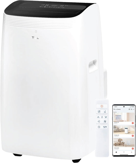 TCL H10PDH56W, 450 Sq. Ft, 10,000 BTU Q-Series Dual Hose Portable Inverter Air Conditioner & Heater, AC Unit with Heat, 47% Energy Savings, Compact Design, Works with Smart Home Devices, White