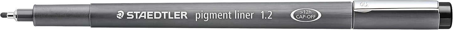 STAEDTLER Pigment Liner, Fineliner Pen for Drawing, Drafting, Journaling, 1.2mm, Black, Box of 5 Pens, 308 12-9M