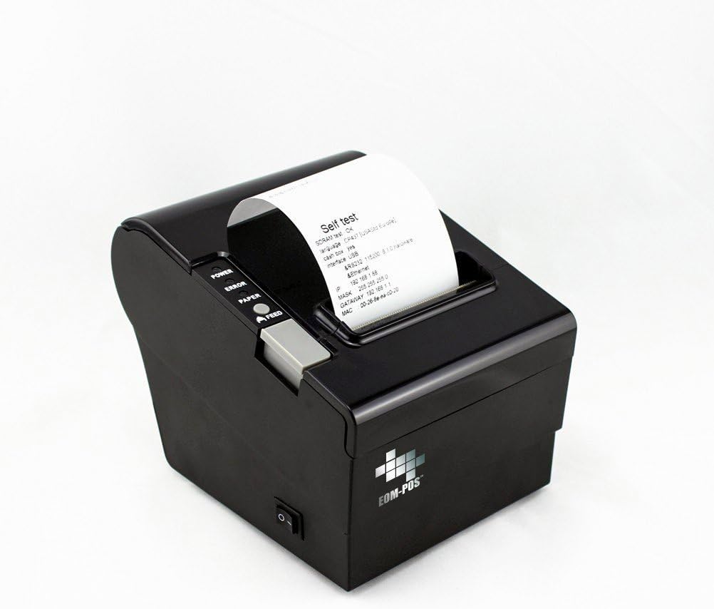 Thermal Receipt Printer - USB, Ethernet/LAN, & Serial Ports - Auto Cutter - Beeper/Buzzer- Cash Drawer Port - Paper Width 3 1/8" (80mm) - for Windows - NOT for Square
