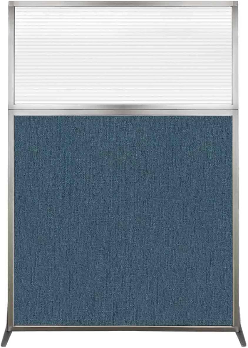 Versare Hush Screen Portable Room Divider | Workstation Wall Divider | Freestanding Privacy Hush Panels | Clear Fluted Windows | Fabric Office Divider Screen | Great for Room Separation