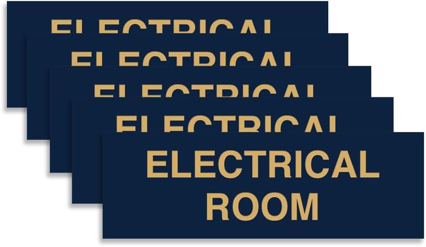 All Quality Basic Electrical Room Sign | Durable Construction | Building Safety - Blue/Gold - Small (5 Pack)