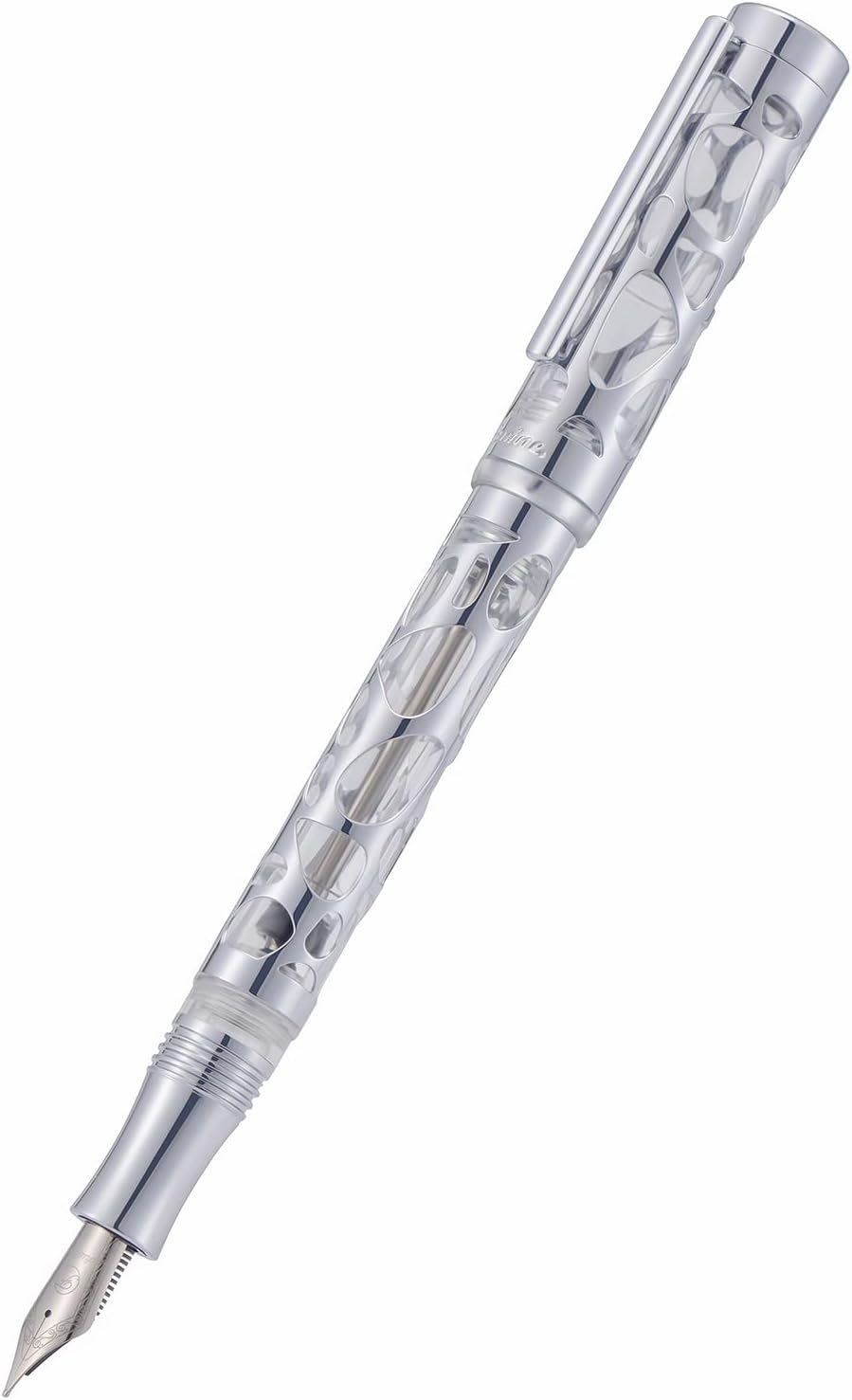 Asvine V169 Vacuum Filling Fountain Pen Fine Nib, Water Drop Skeleton Transparent Acrylic Pen Case Set