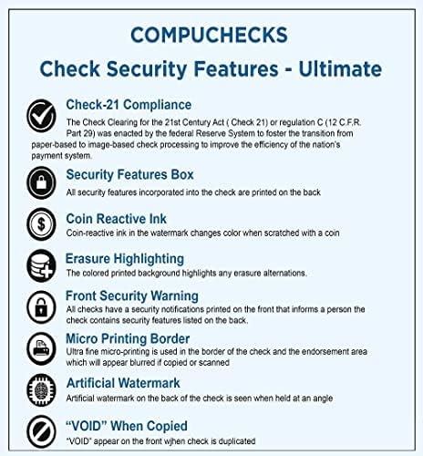 Compuchecks 2500 Blank Check On Bottom Stock Paper Compatible with QuickBooks and Versa Check (Gold Marble) Print Easy Your Secure Computer Laser Checks for Business Payroll Or Personal Use