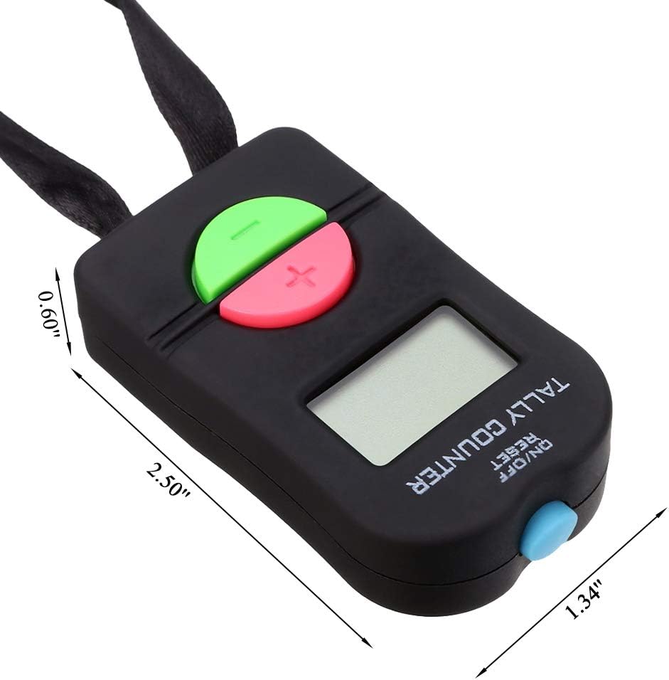 Electronic Tally Counter/Handheld Number Clicker with Lanyard, 4-Digital,Disc Golf/Baseball Pitch/Bus Driver/Fish/Crochet Row Count (1 Pack)