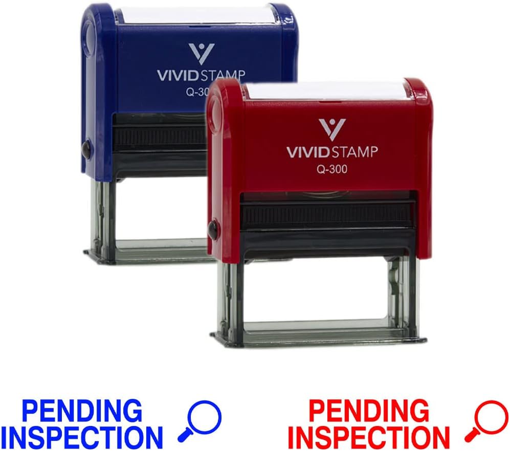 Vivid Stamp Pending Inspection Business Self-Inking Rubber Stamps (Black Ink) - Q-300 (5 Pack)