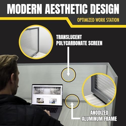 OBEX Polycarbonate Office Desk Mounted Privacy Screen Adjustable Table Top Panel Divider, Universal Aluminum Bracket-USA Made, 24" x 42", Translucent