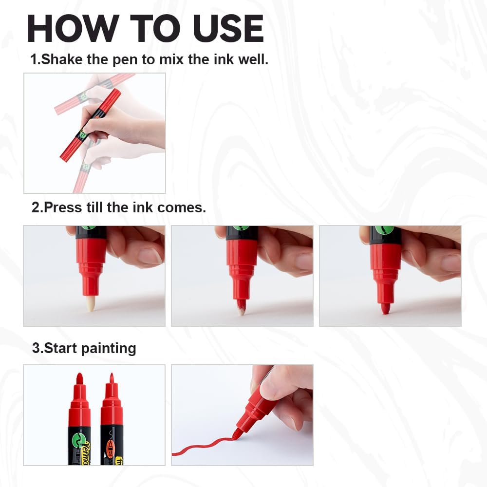 TRANSON 8 Colors Dual-tip Permanent Paint Markers Oil Based Waterproof