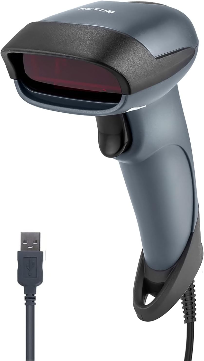 NETUM USB Laser Barcode Scanner, Handheld 1D Wired Bar Code Scanner Scanning UPC EAN Reader Gun Retails for Supermarket, Convenience Store, Warehouse - NT-M1