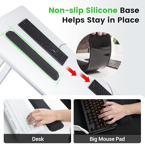 MEKASS Ergonomic Wrist Rest for Keyboard and Mouse, Soft Memory Foam Keyboard Wrist Rest Set with Non-Slip Silicone Base, Easy Typing, Pain Relief, Comfort for Office, Work, Gaming (Saffron)