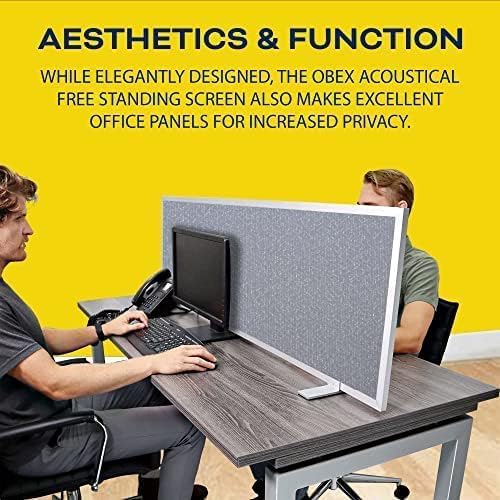 OBEX Acoustical Free Standing Privacy Screen, Cubicle Accessories Desk Privacy Panel, Desk Dividers for Office, Office Furniture Partitions Portable Sound Proof Dividers, 24" x 66", Twilight