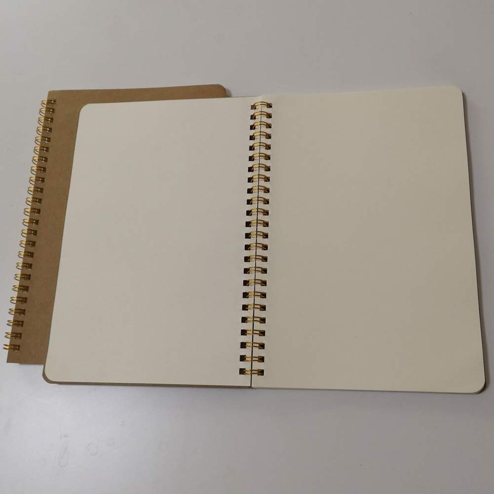 YUREE Softcover Spiral Notebook/Spiral Journal, Kraft Cover, 50 Sheets (100 Pages) Blank Pages, 10 Notebooks Per Pack, A5, 8.5" x 5.7", Brown