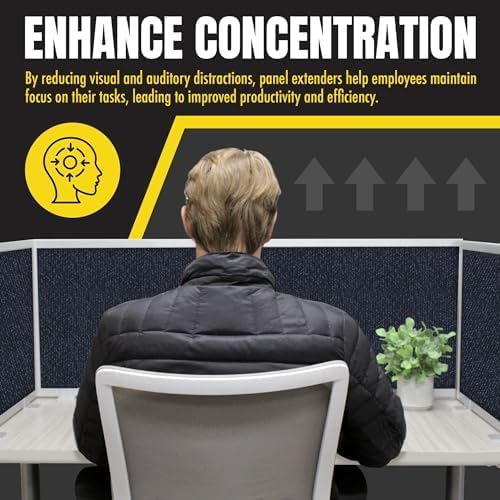 OBEX Acoustic Mounted Screen Privacy Panel Table Top Separator, Sound Blocking Desk Divider (Slate, 24" X 42")