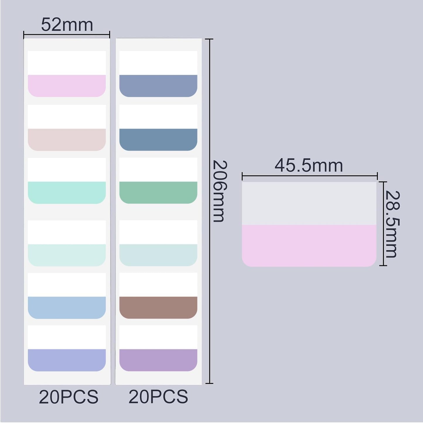 AccEncyc 240 Pcs Colored Index Tab 1"x1.8" Large Book Sticky Tabs Repositionable Page Tabs Flags Page Markers Labels for Notebooks, Filing, Classification,12 Colors