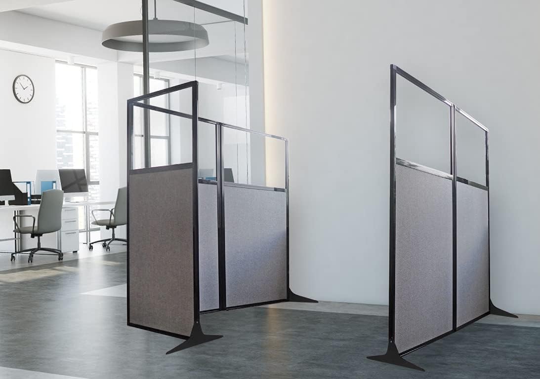 Versare Workstation Partition | Portable Wall Divider | Modern Office Cubicle | Free Standing Privacy Screen | Flexible Work Space | 66" x 70" W/Window, Royal Blue Fabric Panels