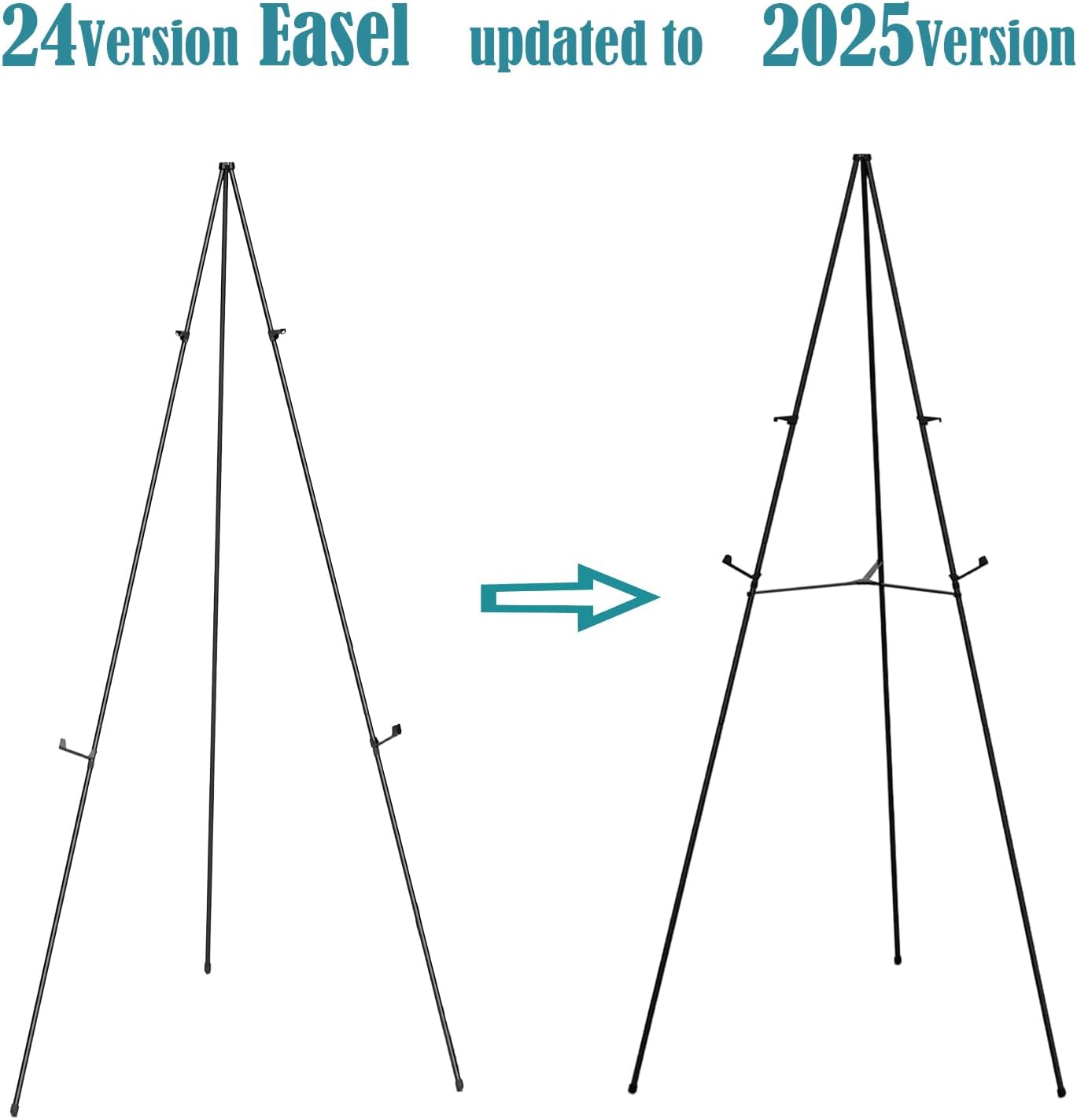 63" Tall Display Easel Stand for Wedding Sign Poster, Foldable and Adjustable Floor Metal Easels for Display Painting Arts,with Portable Bag,Holds 5 LBS (Black,6Pack)