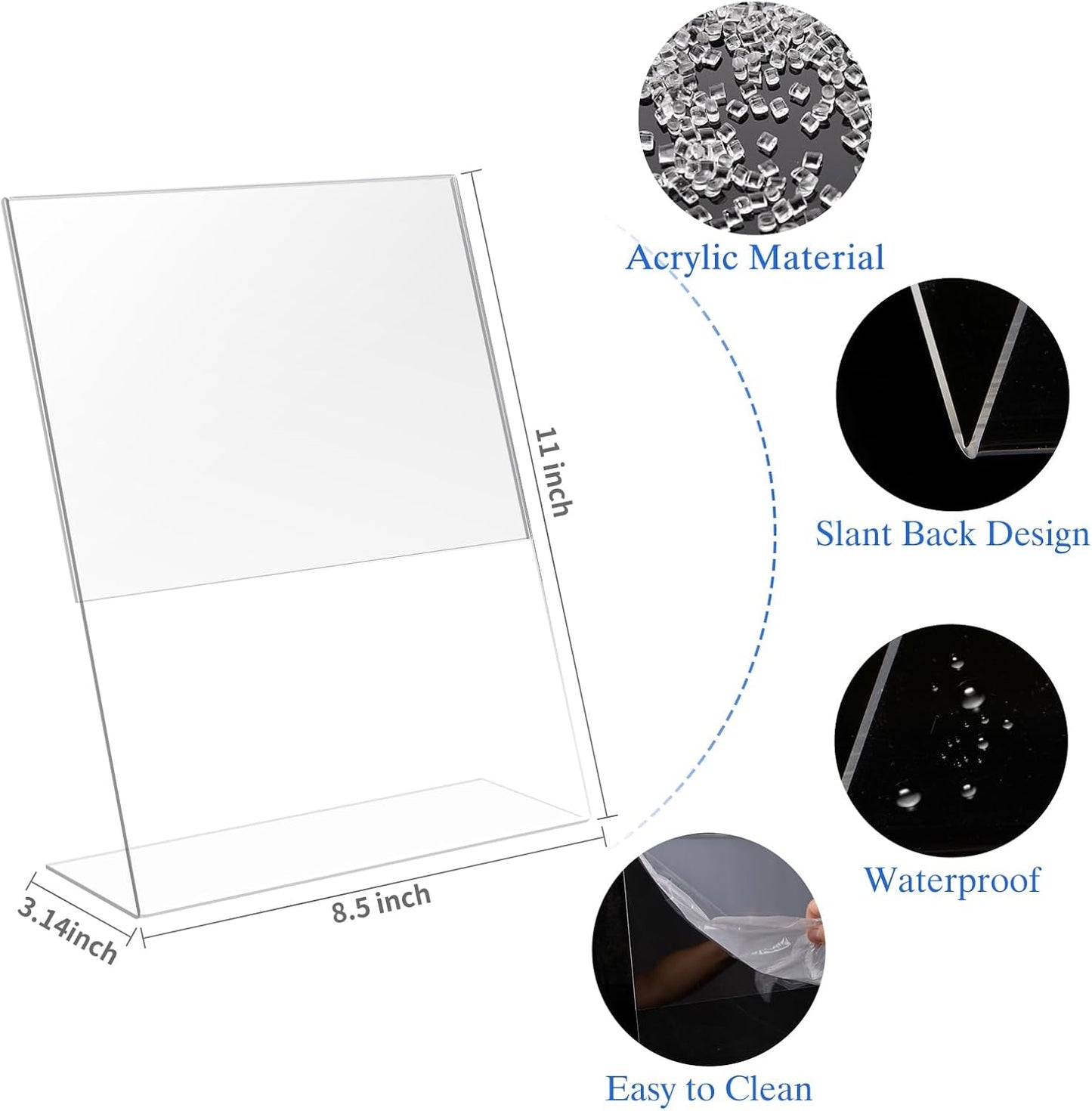 8 Pack Acrylic Sign Holder 8.5 X 11, L Shape Clear Sign Holder, Clear Plastic Sign Holder Picture Photo Frames, Flyer Document Paper Display Stand for Office Desktop