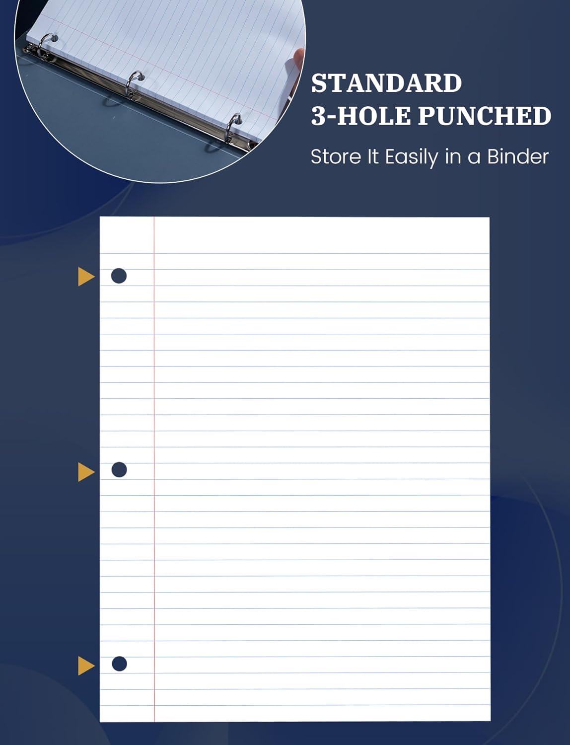 Loose Leaf Paper Wide Ruled, 8-1/2 x 11 In, 400 Sheets Filler Paper for 3-Ring Binder, Double-Printing Lined Paper, 3-Hole Punched Notebook Paper Binder Paper 8.5'' x 11'', 4 Pack, 100 Sheets/Pad