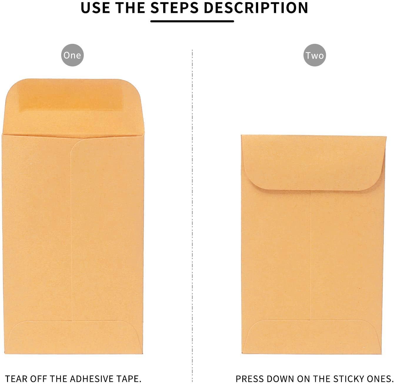 200PCS #1 Coin Envelopes 2.25x3.5 inches Brown Kraft Envelopes Classic Small Parts Gummed Flap for Coins, Cash, Credit Cards, Seeds