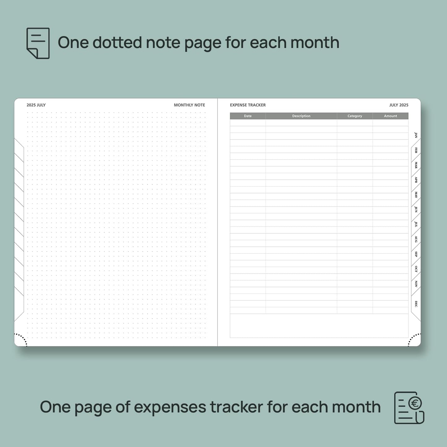 POPRUN Monthly Planner 2025-2026 (Large- 8.5" x 10.5" Soft Cover), 18-Month Calendar Book (Jul.2025-Dec.2026), Calendar Planner with Monthly Tabs & Pocket, 100 GSM Paper - Grey