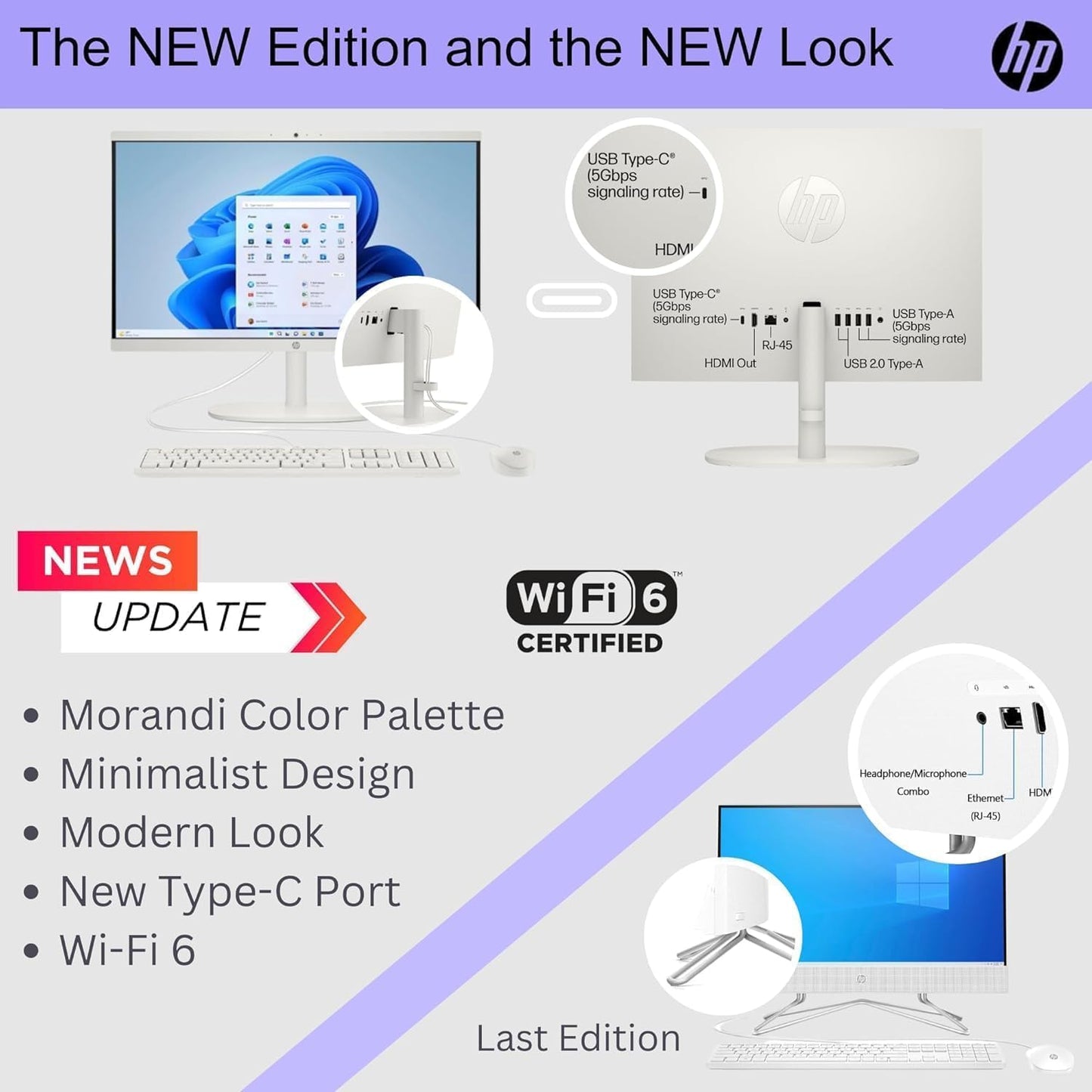 HP 22 inch FHD All-in-One Desktop Computer PC 2025 Flagship, 32GB RAM, 1.5TB Storage (1TB SSD + 500GB Ext), Intel Celeron CPU, Webcam, WiFi 6, HubxcelAccessory, Win 11 Pro, Lifetime Office 2024