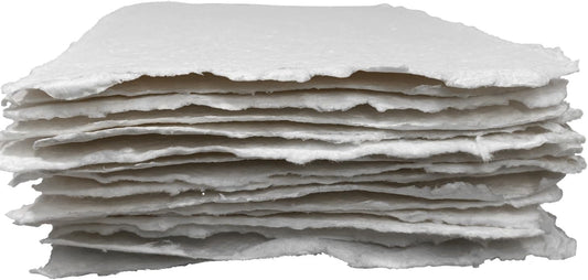 Wanderings Thick Handmade Watercolor Paper with Deckled Edge - A6, 4x6-500GSM Premium White Cold-Pressed Textured Mixed Media Paper Made with Recycled Cotton - 15 Loose Leaf Sheets