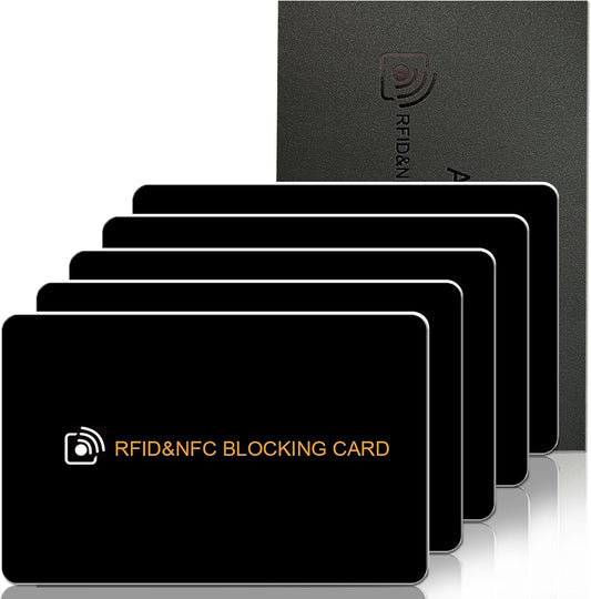 AYAIM 5Pack RFID Blocking Card, Protection Entire Wallet Shield, Credit Card Protector NFC Bank Debit Blocker, Identity Theft Prevention for Passport Travel Security, Perfectly Fits in Purse