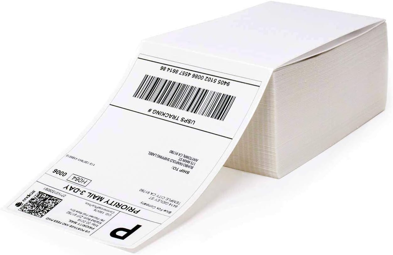 MFLABEL Fanfold 4" x 6" Direct Thermal Labels White Perforated Shipping Labels (10 Stacks)