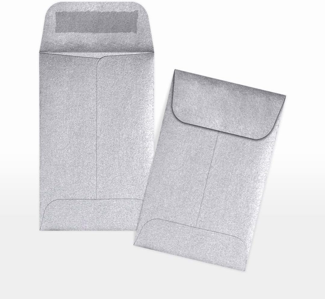 LUXPaper #1 Coin Envelopes | 2 1/4" x 3 1/2" | Silver Metallic | 80lb. Text | 50 Qty