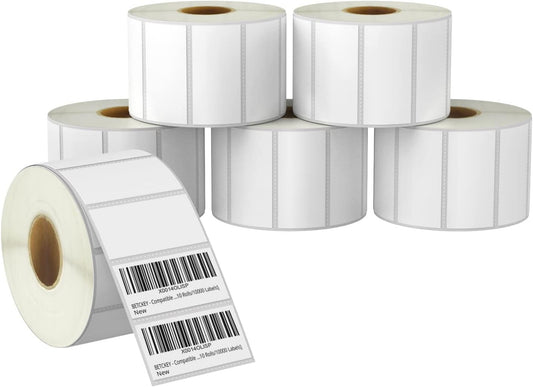 BETCKEY - 2.25" x 1" (57 mm x 25 mm) File Folder & Multipurpose Labels Compatible with Zebra & Rollo Label Printer,Premium Adhesive & Perforated [6 Rolls, 9000 Labels]