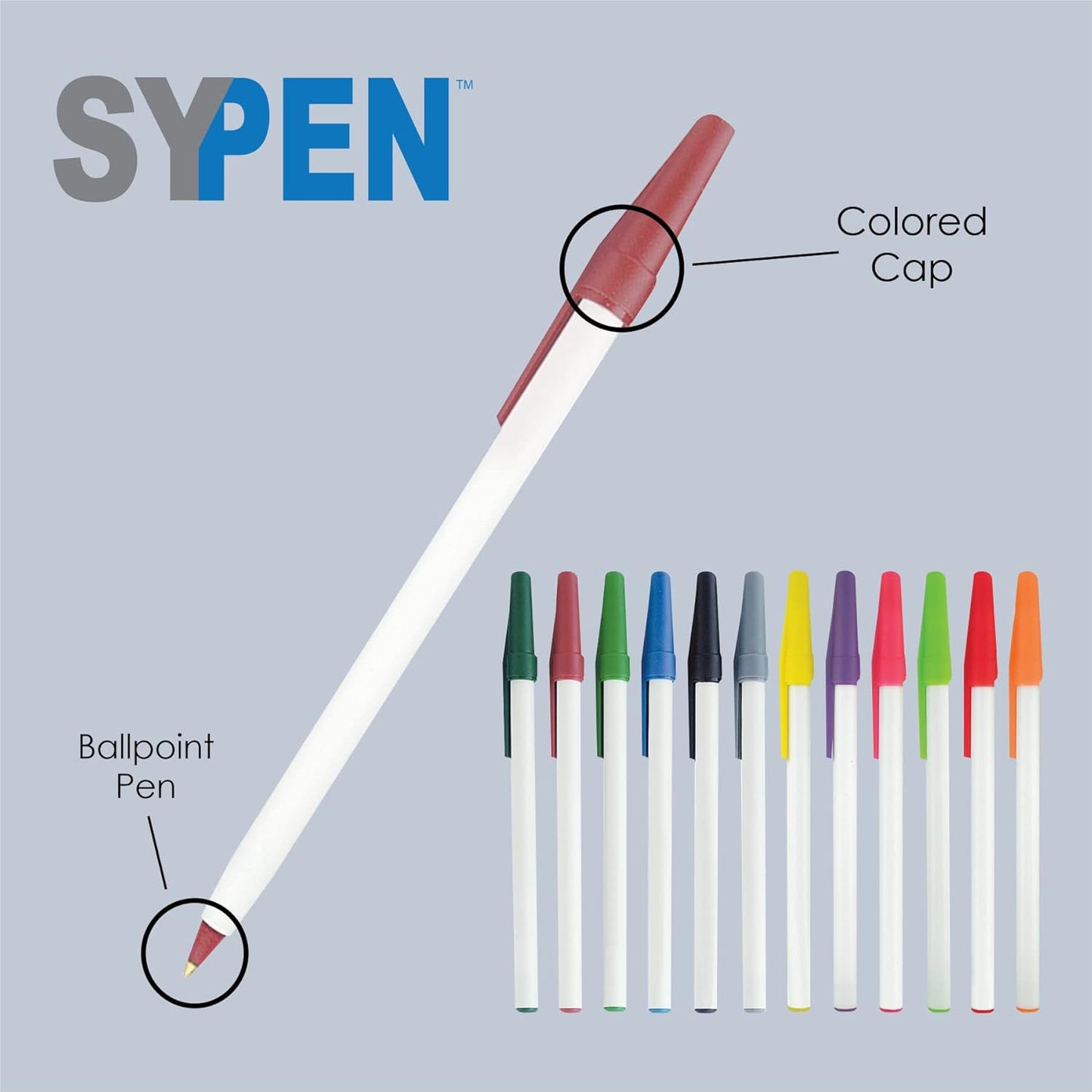 Personalized Stick Pens With your Custom Logo or Text-500 Pack Bulk-for Businesses, Parties, and Events, Custom Printed Slim Ballpoint Pens with Cap, Black, Black Ink