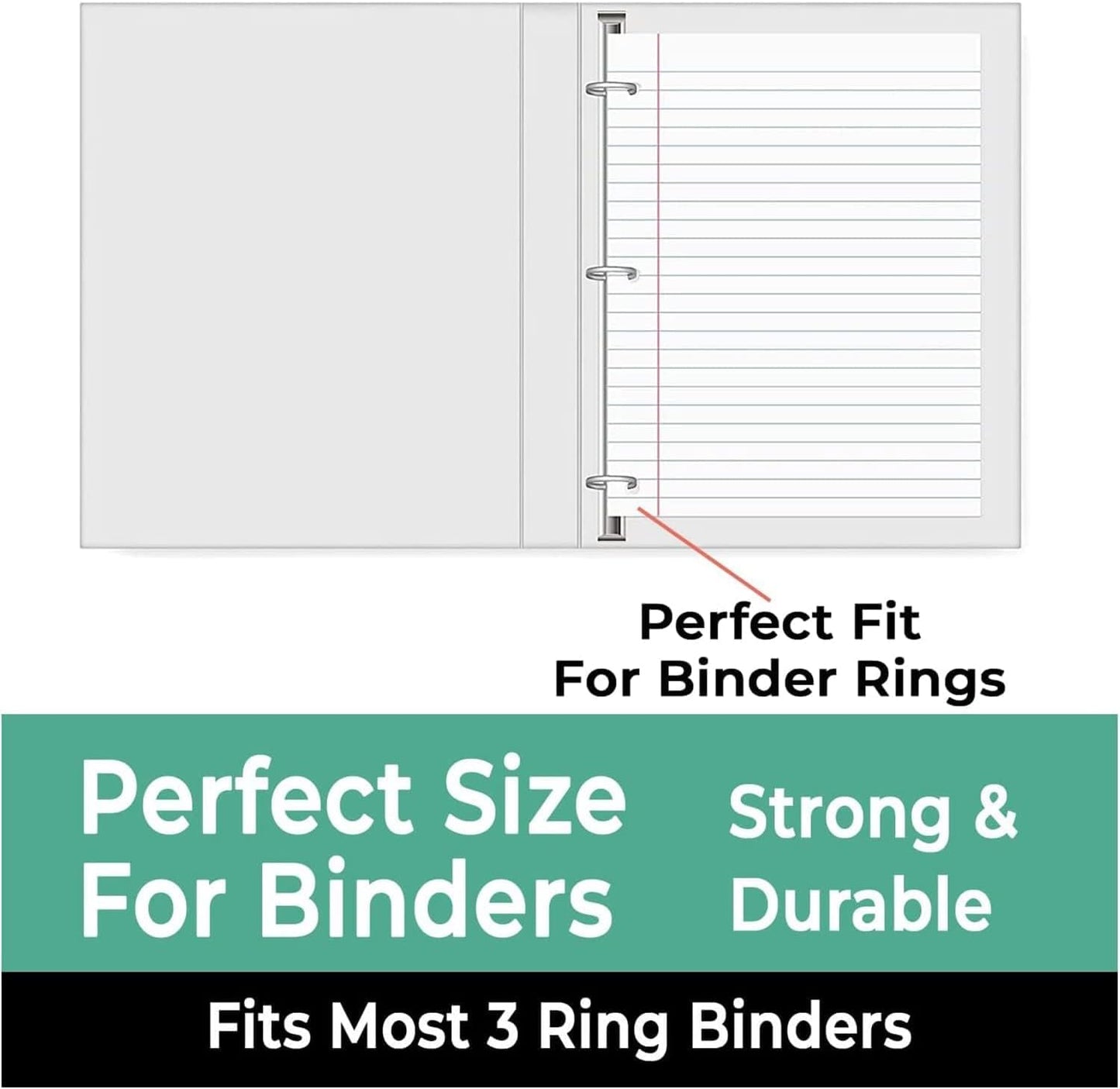 Loose Leaf Paper Bulk, 3600 Sheets, Wide Ruled, 8 x 10.5", Bulk Filler Paper for Office, 56 Gsm Thick Sheets, 3 Hole Punched for Binders, 24 Pack, 150 Sheets/Pack, Notebook Papers, White